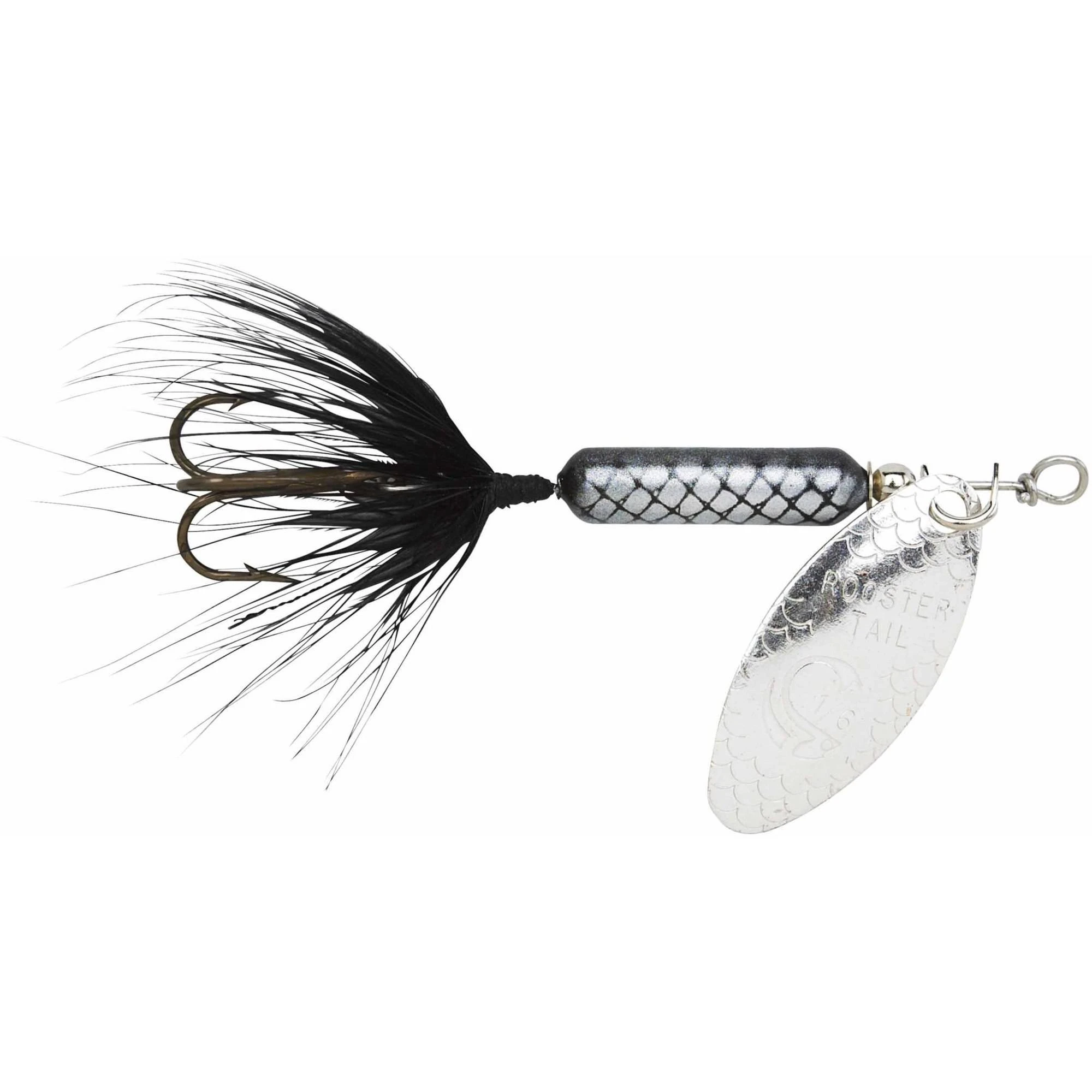 Worden's Original Rooster Tail Spinner Lure, 1/8 Oz., Black - Premium Fishing Bait