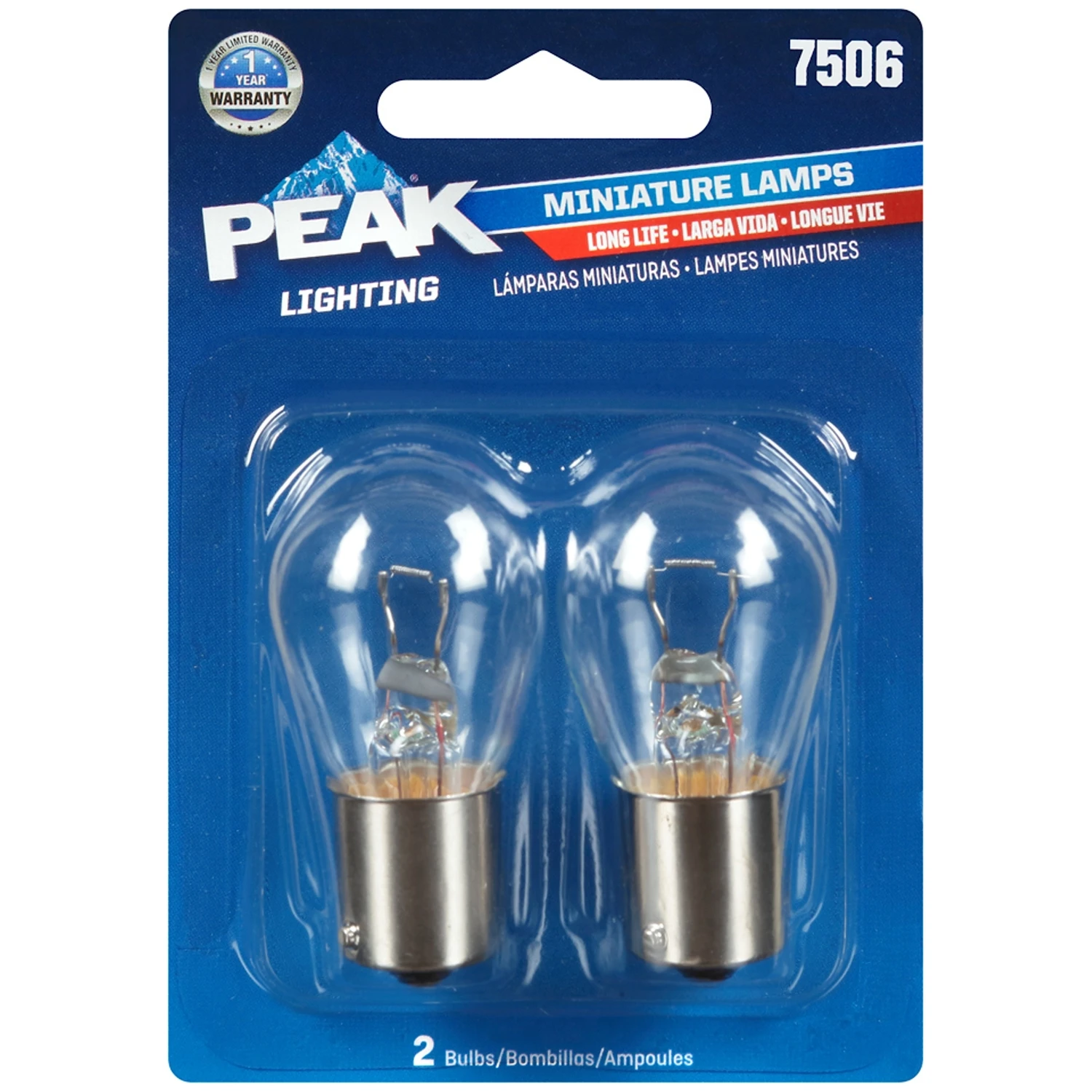 7506 13.5v Mini Incandescent Automotive Bulb (2-pack) 25w S-8 Base Long Life