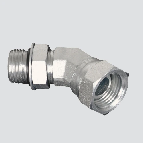 45 Degree Hydraulic Adapter, 3/8-In. Male 0-Ring x 3/8-In. FP Swivel