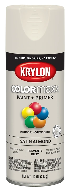COLORmaxx Satin Almond Spray Paint and Primer, 12 Ounce Can