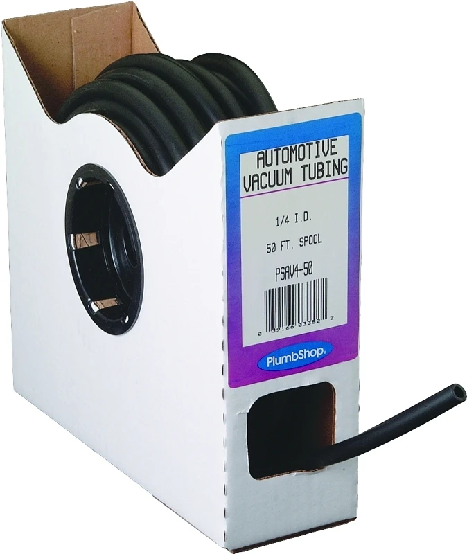 Non-Reinforced Black Vacuum Tubing 0.25 Inch by 0.4375 Inch by 50 Feet
