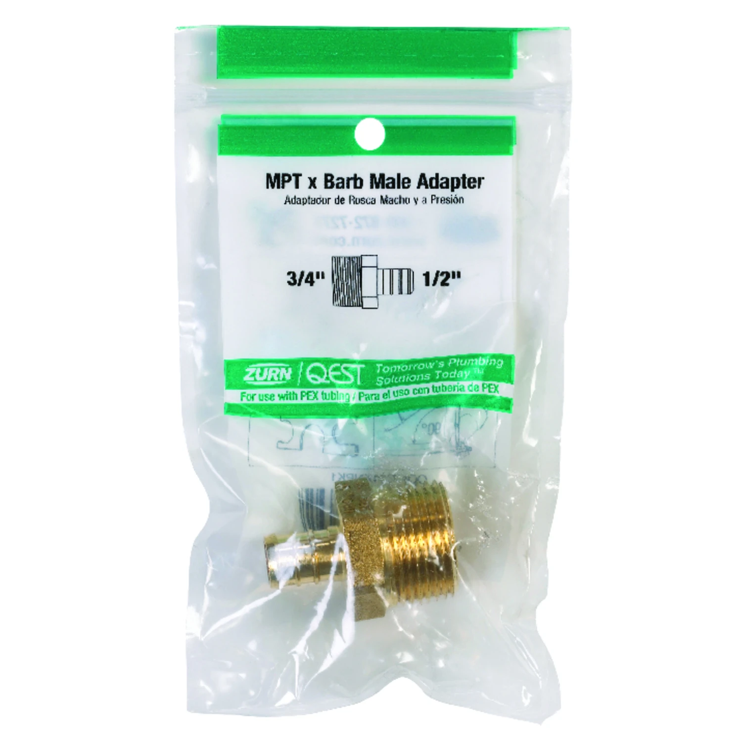 1/2 In. Barb X 3/4 In. Mpt Brass Pex Adapter - Lead-free