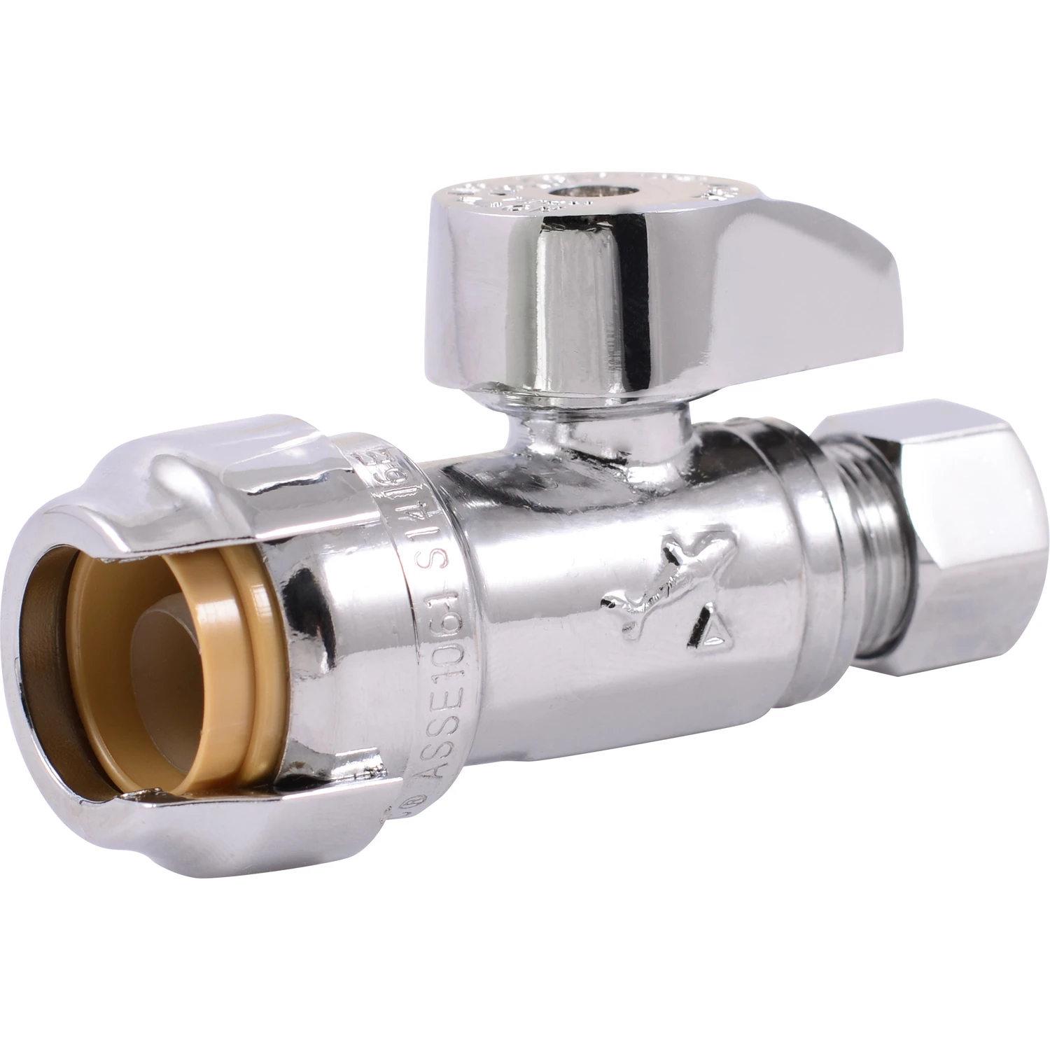 SharkBite 1/2 In. x 3/8 In. Compression Brass Straight Stop Valve (4-Pack)
