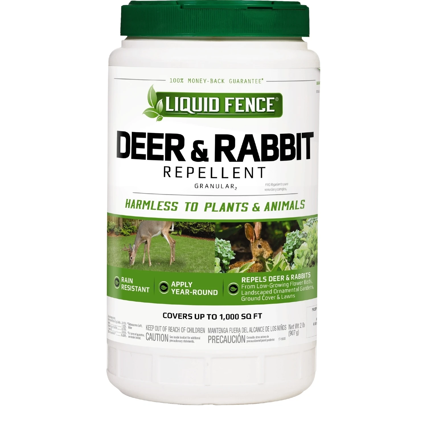 Deer and Rabbit Repellent Granular, 2 Pounds, Effective Animal Deterrent