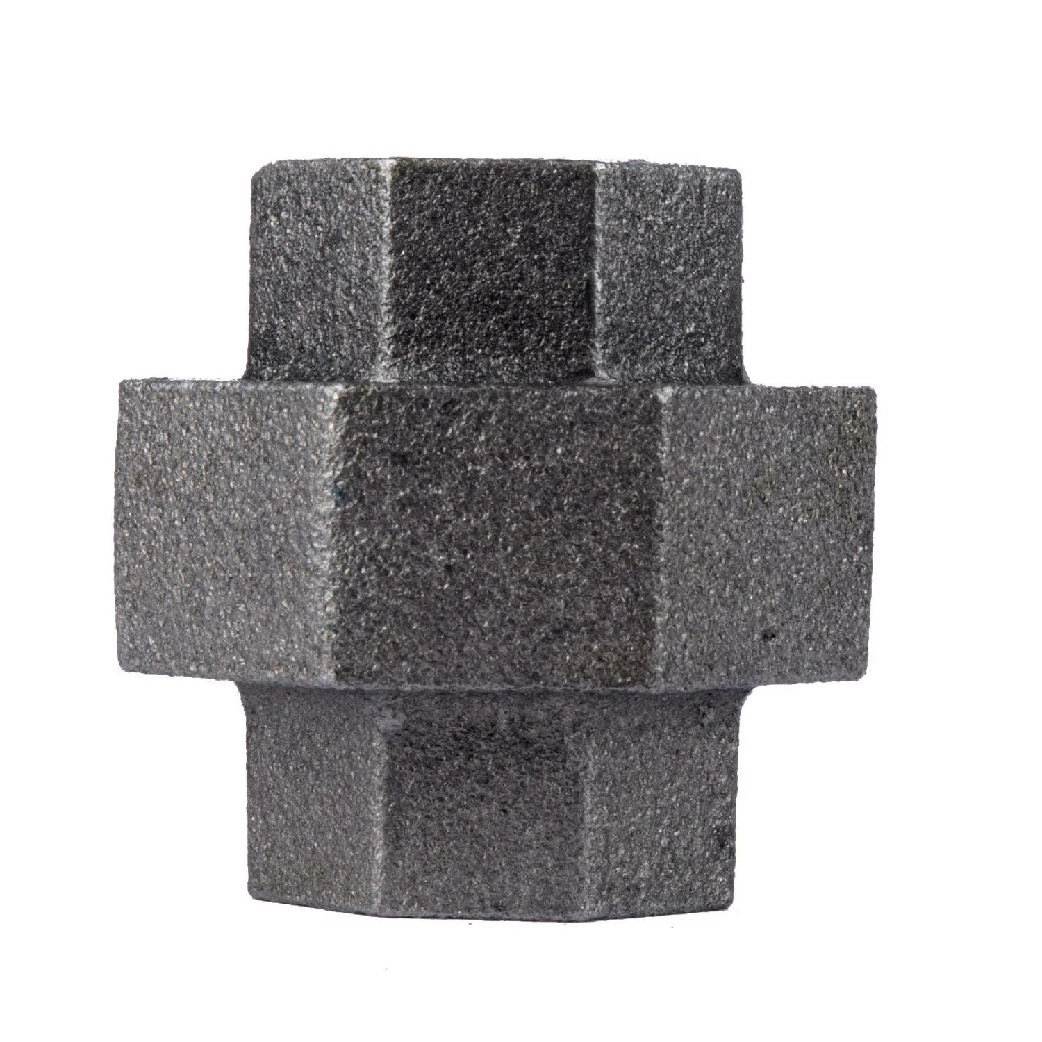 3/8 Inch Black Steel Pipe Union Connector for Plumbing and Piping Systems