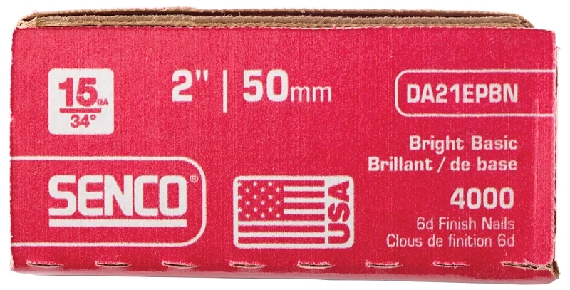 Senco 15-Gauge Bright 34 Degree Angled Finish Nail, 2 In. (4000 Ct.)