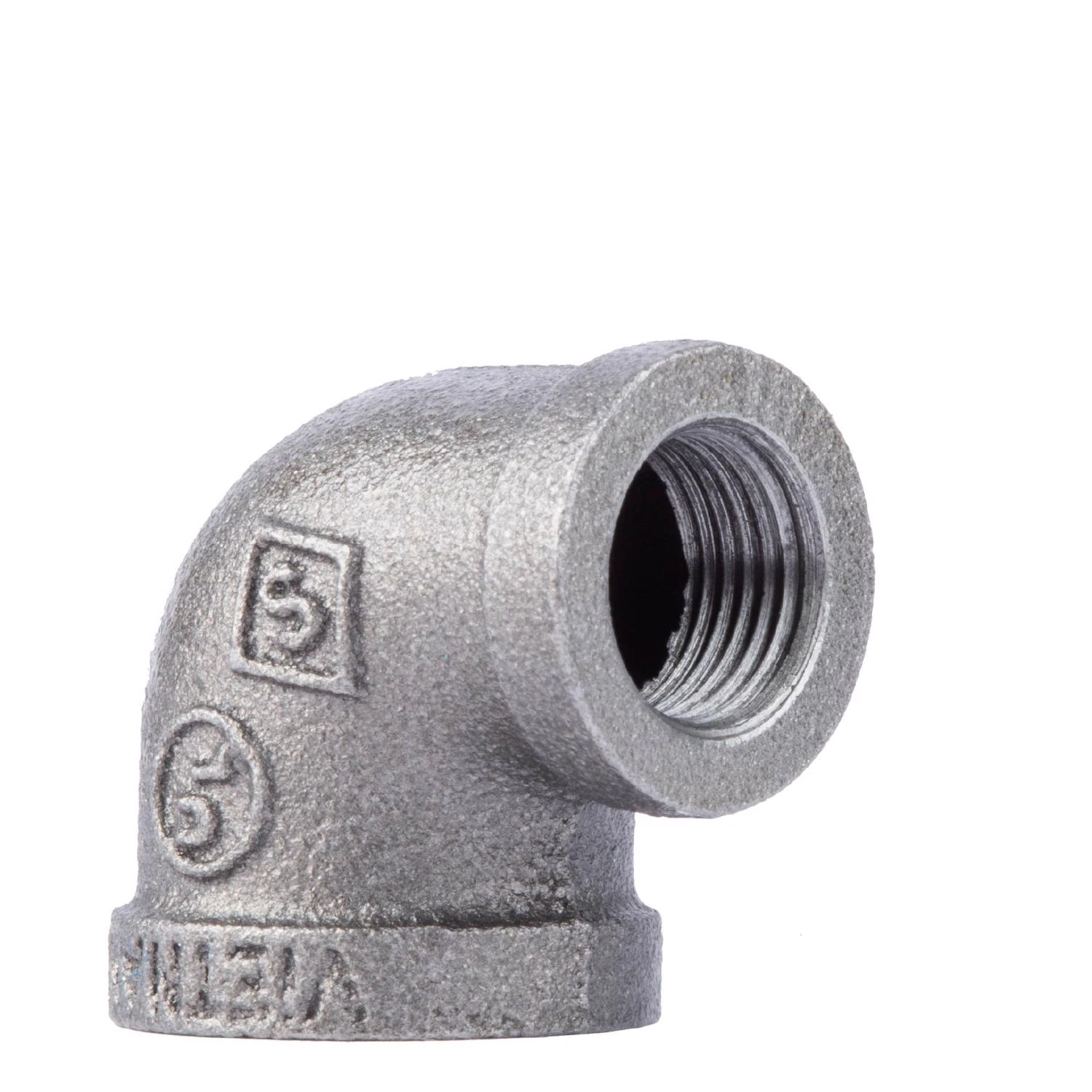 Three Quarter Inch by One Half Inch Black Steel Pipe Reducing Elbow Fitting