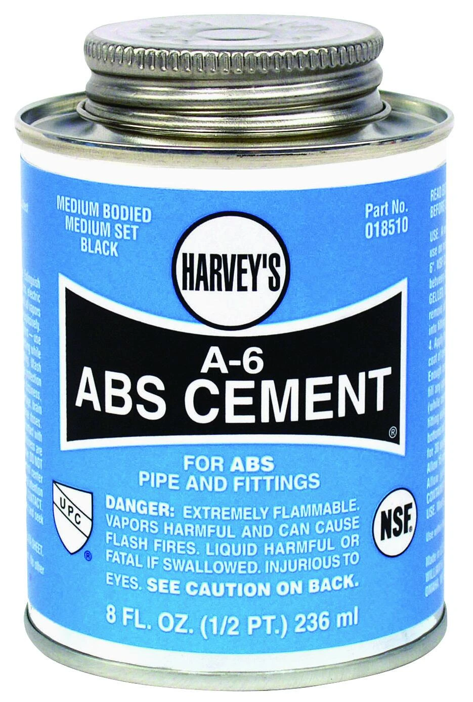 018510-24 A-6 Medium Bodied Abs Cement, Black, 8 Ounce