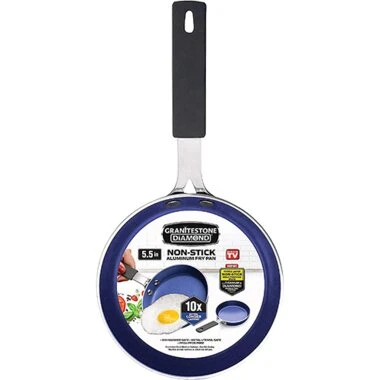 Blue Non-Stick Aluminum Frying Pan for Eggs, 5.5 Inch Diameter