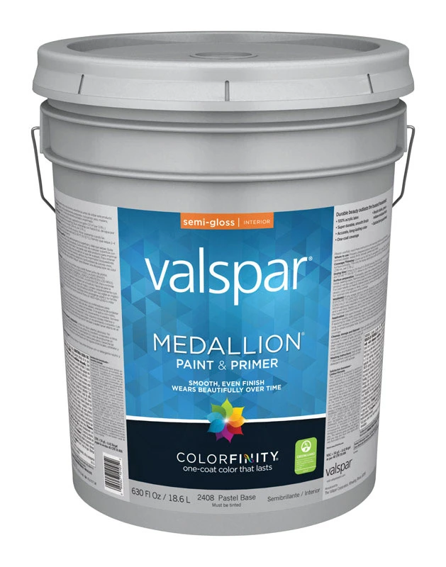 Medallion 100% Acrylic Semi-gloss Interior Paint & Primer, Pastel Base, 5 Gallon
