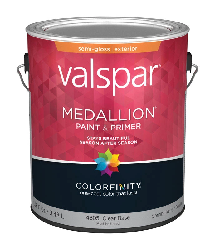 Medallion 100% Acrylic Semi-gloss Exterior Paint & Primer, Clear Base, 1 Gallon