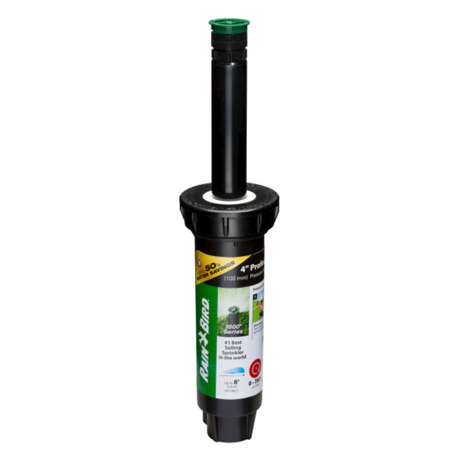 1800 Pro Series Adjustable Pattern Sprinkler Head with Pressure Regulating System, 4-Inch Pop-Up, 8-Foot Maximum Spray Radius