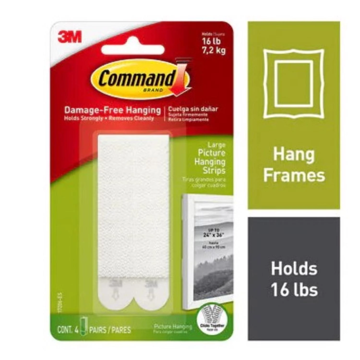 3M Command White Large Picture Hanging Strips 16 lb 12 pk