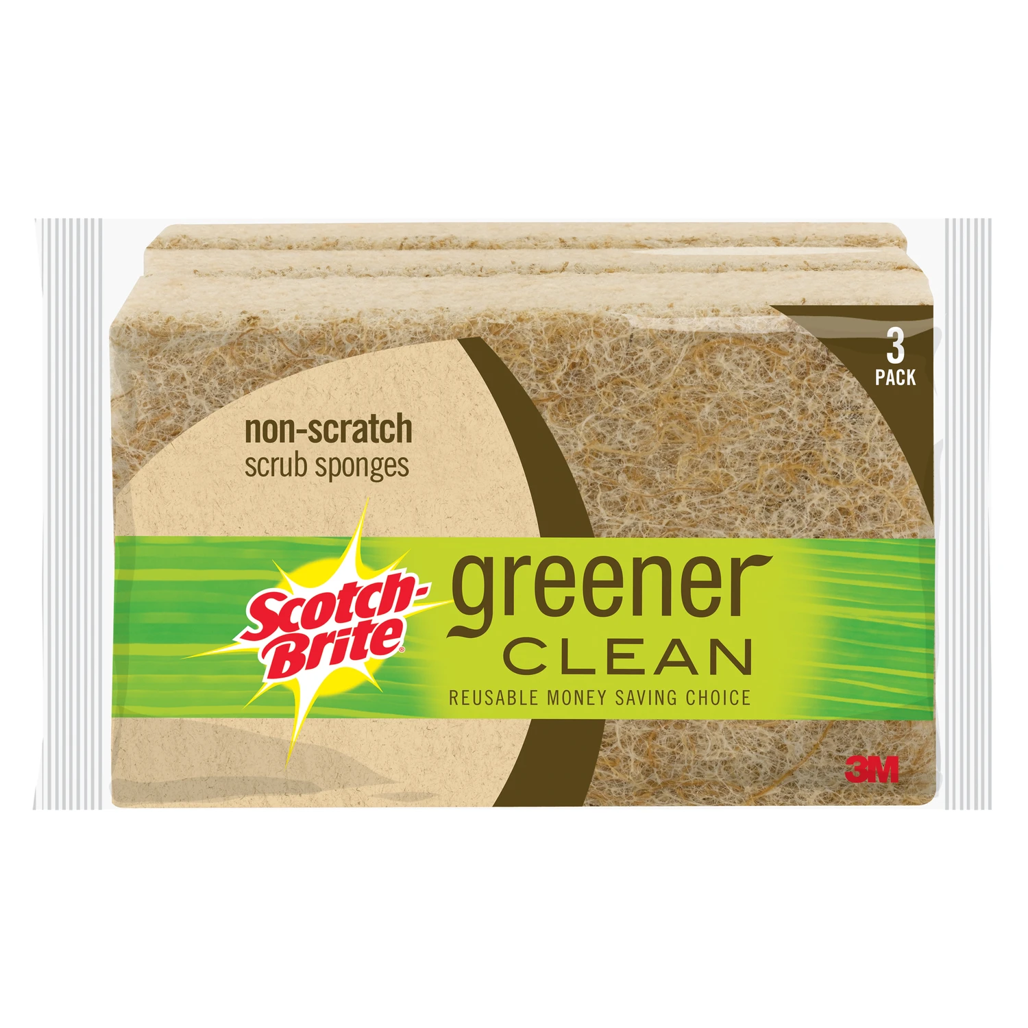 Greener Clean Non-Scratch Scrub Sponge, 4.5 x 2.7 In., 3-Pk.