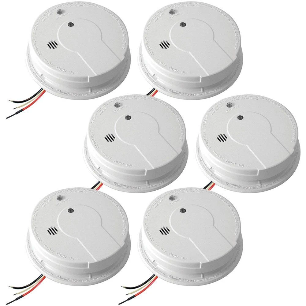 21006373 Hardwire Smoke Detector With Battery Backup, 120v Ac/dc, 6-pack