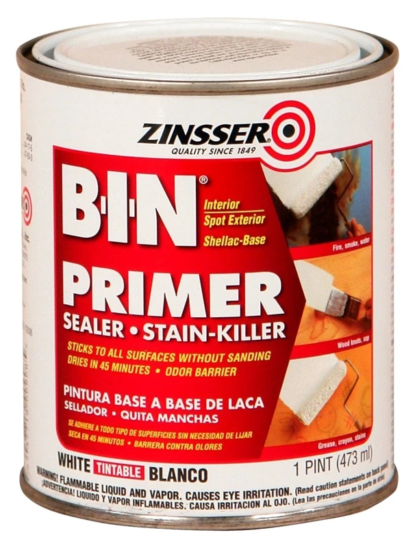 B-i-n Primer Sealer, White, 1 Pint - Shellac-based Stain Blocking