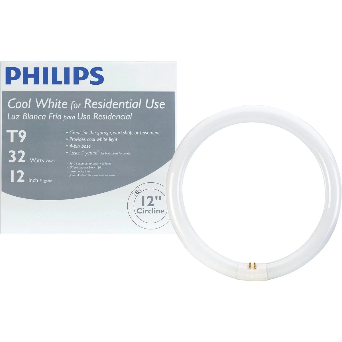 32w 12-inch Cool White T9 4-pin Circline Fluorescent Tube Light Bulb