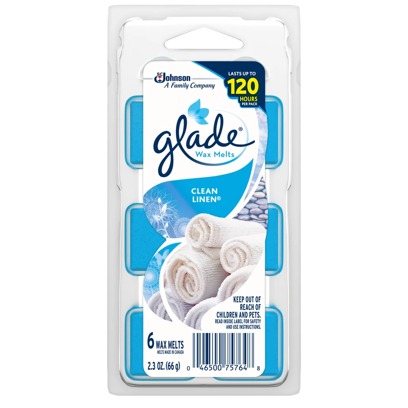Glade Clean Linen Scent Wax Melts 8 Ct, 3.1 Oz Clamshell Refills