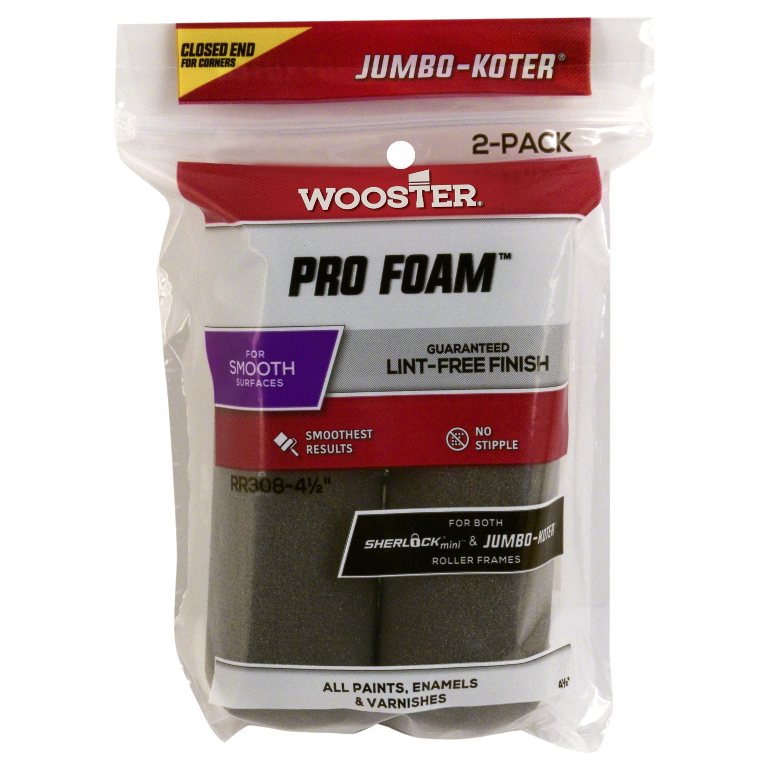 Jumbo Koter Pro Foam Paint Roller Covers, 4.5-In., 2-Pk.