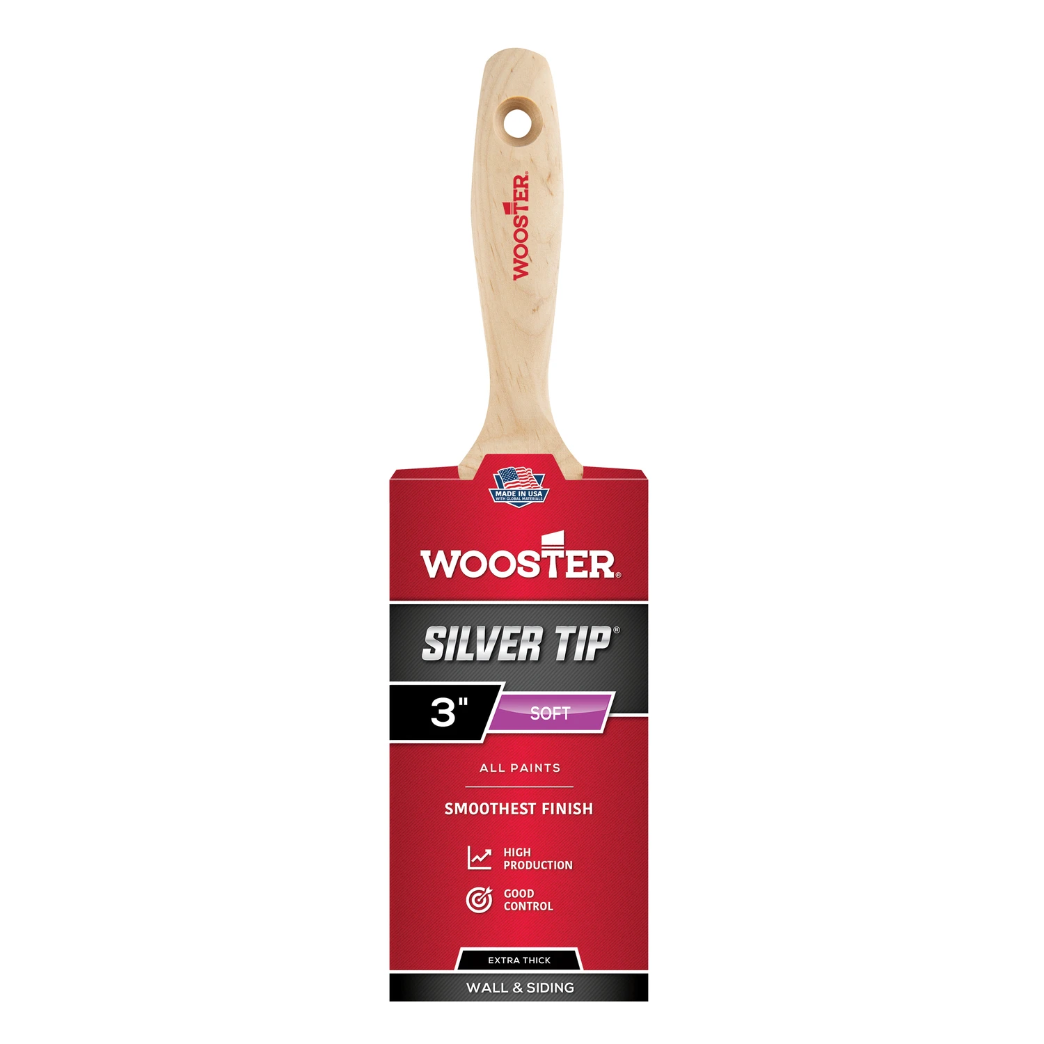 Silver Tip Wall Paint Brush, 3 Inch, High-Quality Bristles for Smooth Finish