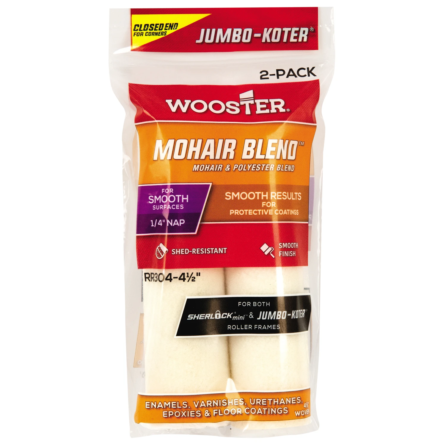 Wooster Jumbo-Koter 4-1/2 In. x 1/4 In. Mohair Blend Mini Woven Fabric Roller Cover (2-Pack)