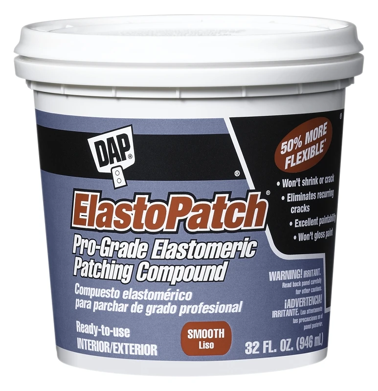 Elastopatch Quart White Patching Compound - Smooth Finish For Interior & Exterior Use