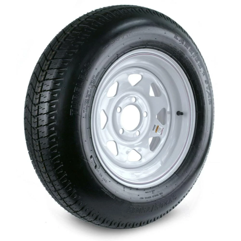 Loadstar 205/75d-15 Lrc Trailer Tire & 5-hole Custom Spoke Wheel Assembly