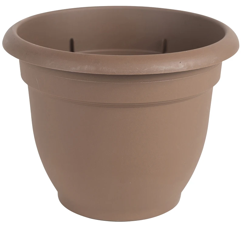 Ariana Self-Watering Plastic Planter Bell Shape Chocolate Ten Inch