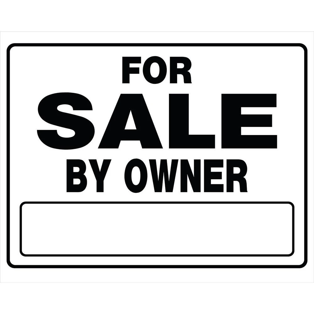 For Sale By Owner Sign, Black And White, 20 X 24 Inches