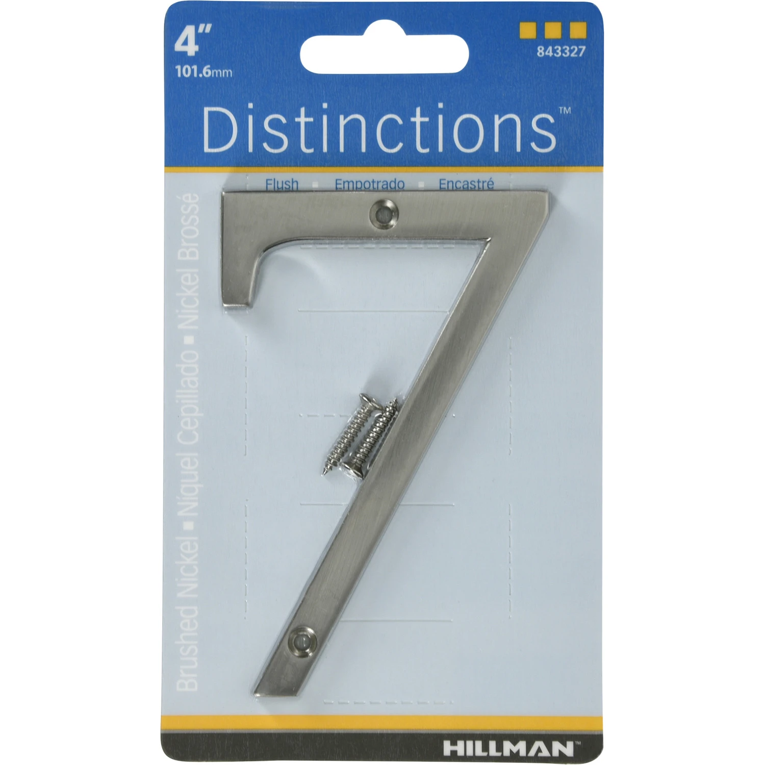 Distinctions House Address Number 7, Screw-In Mount, Brushed Nickel Zinc, 4 Inch
