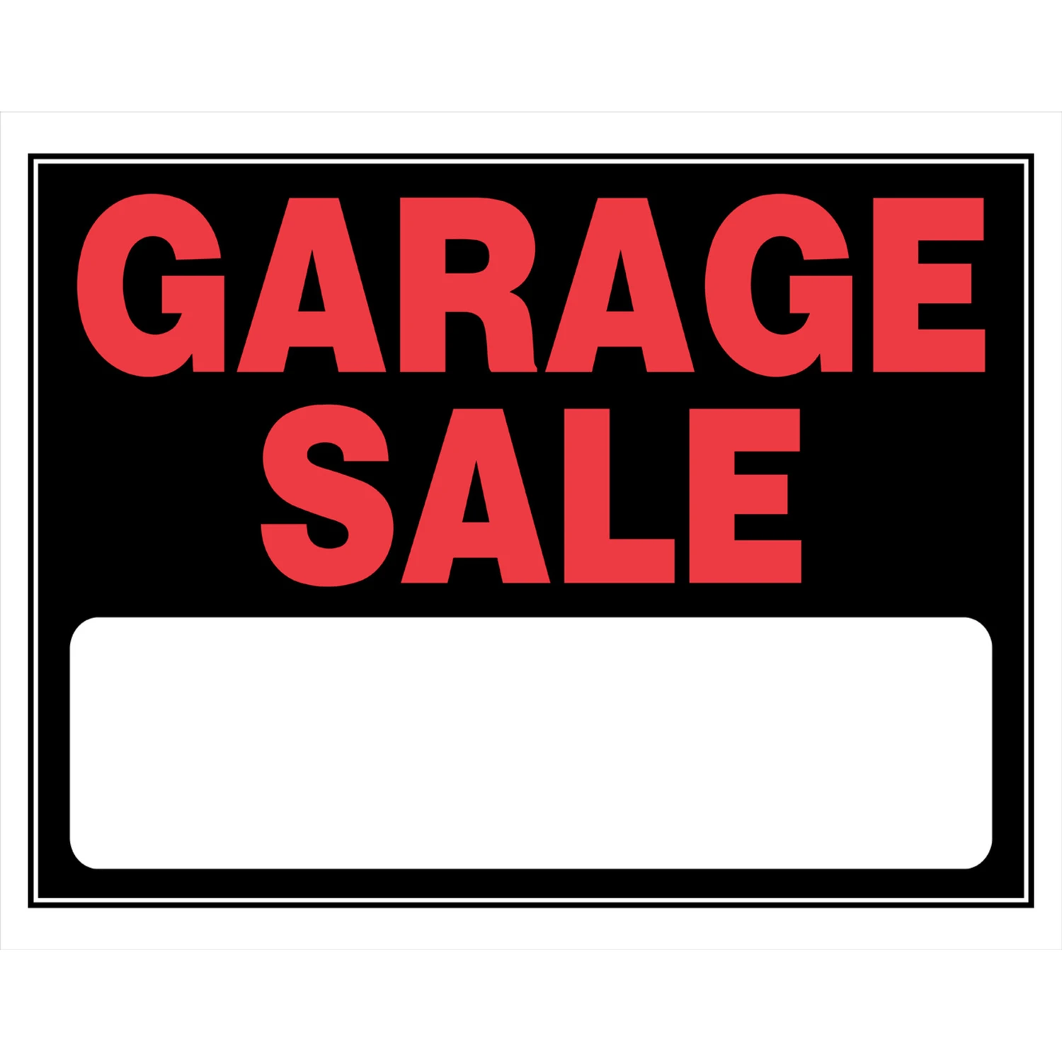 English Black Garage Sale Sign 15 In. H X 19 In. W Durable Plastic