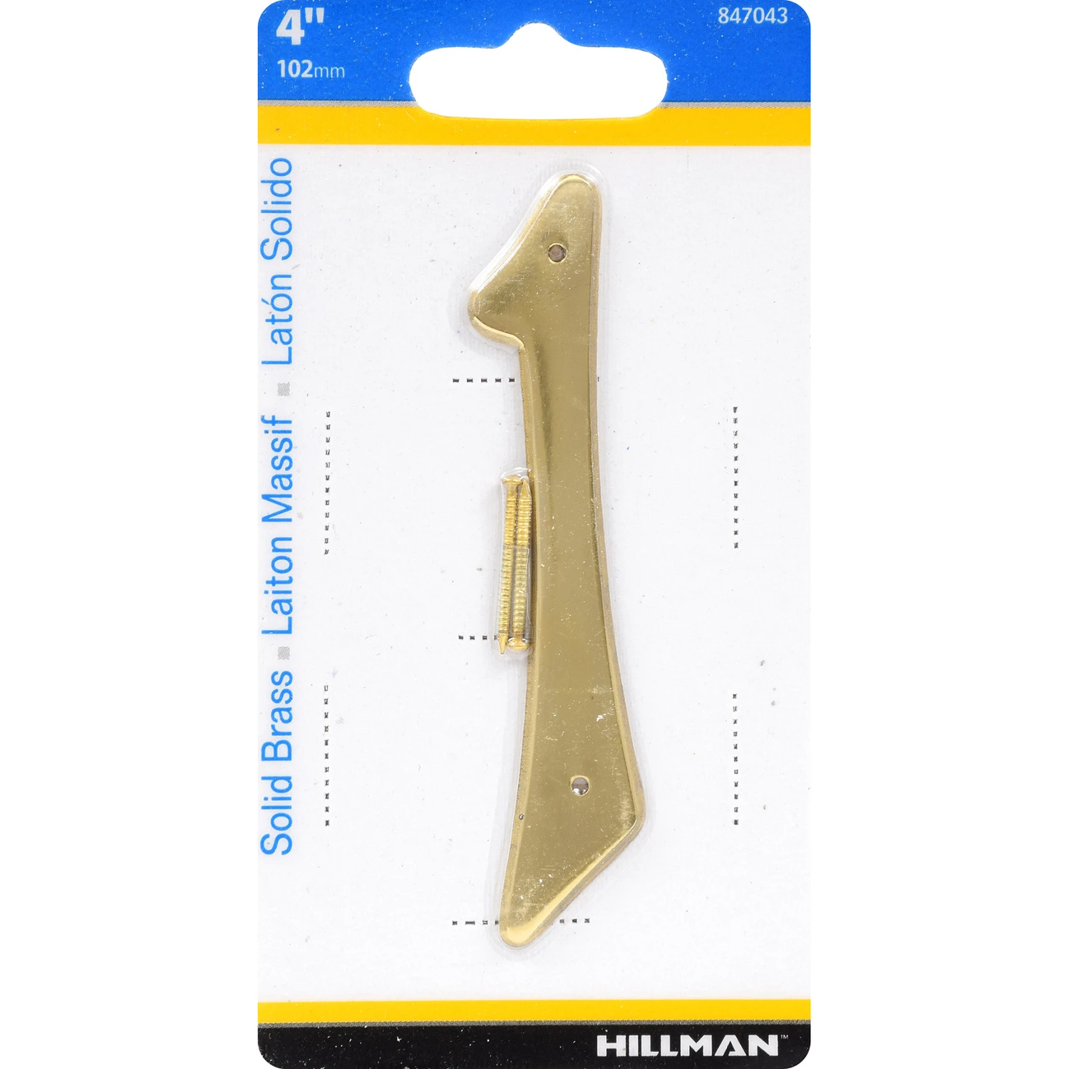 4 In. Brass Nail-on House Number 1, Weather Resistant, 1 Pc, Model 847043