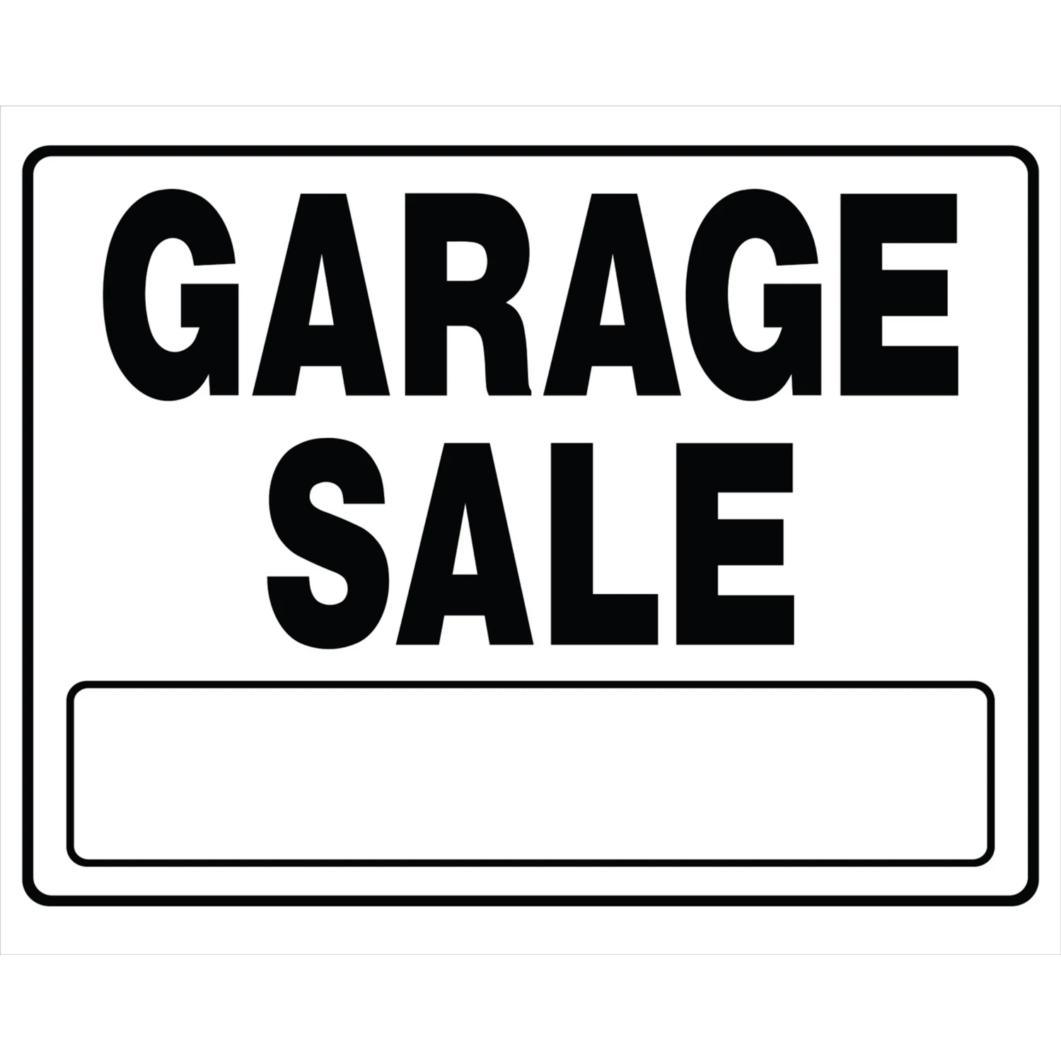 English White Garage Sale Sign 20 In. H X 24 In. W Durable Plastic
