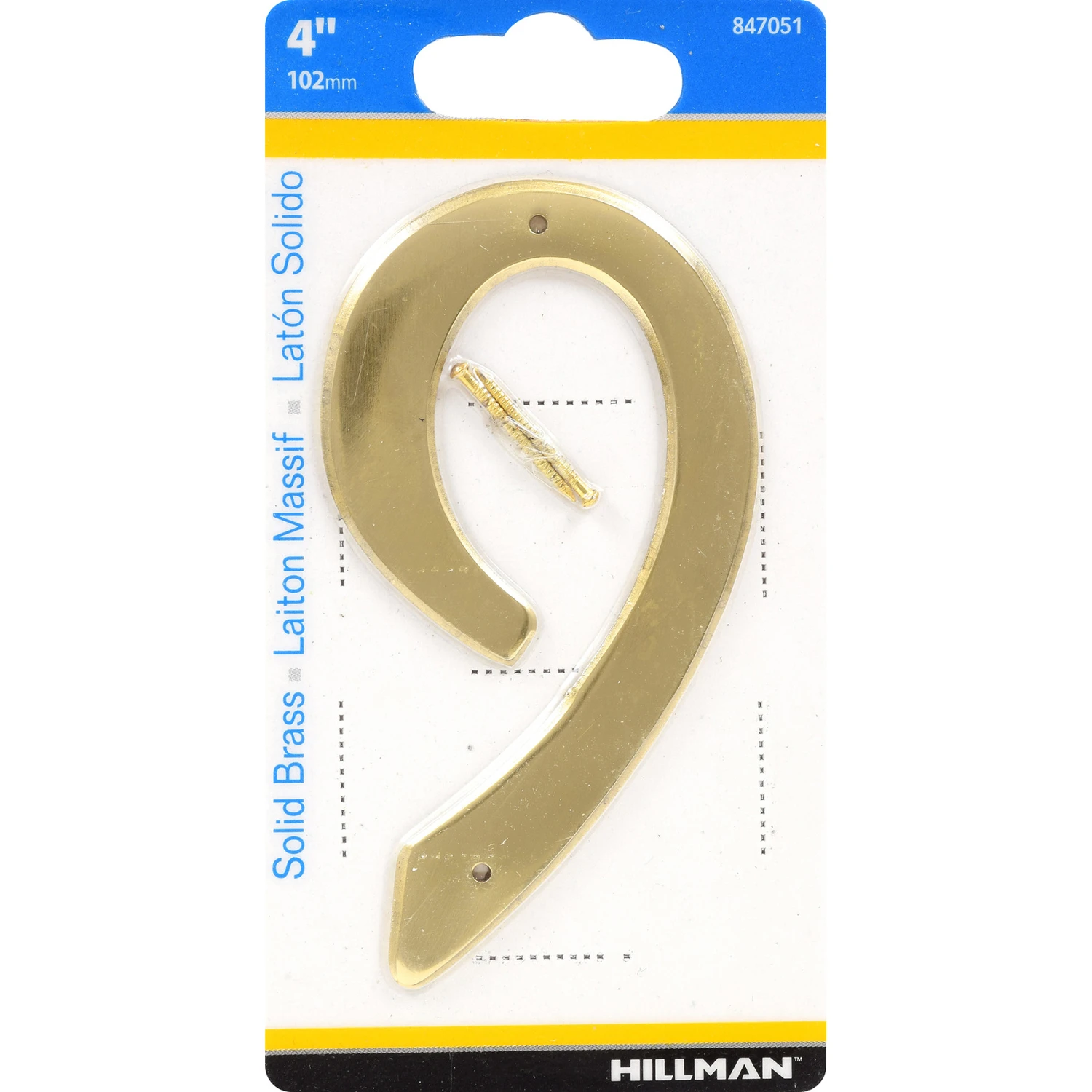 4 in. Solid Brass House Number 9