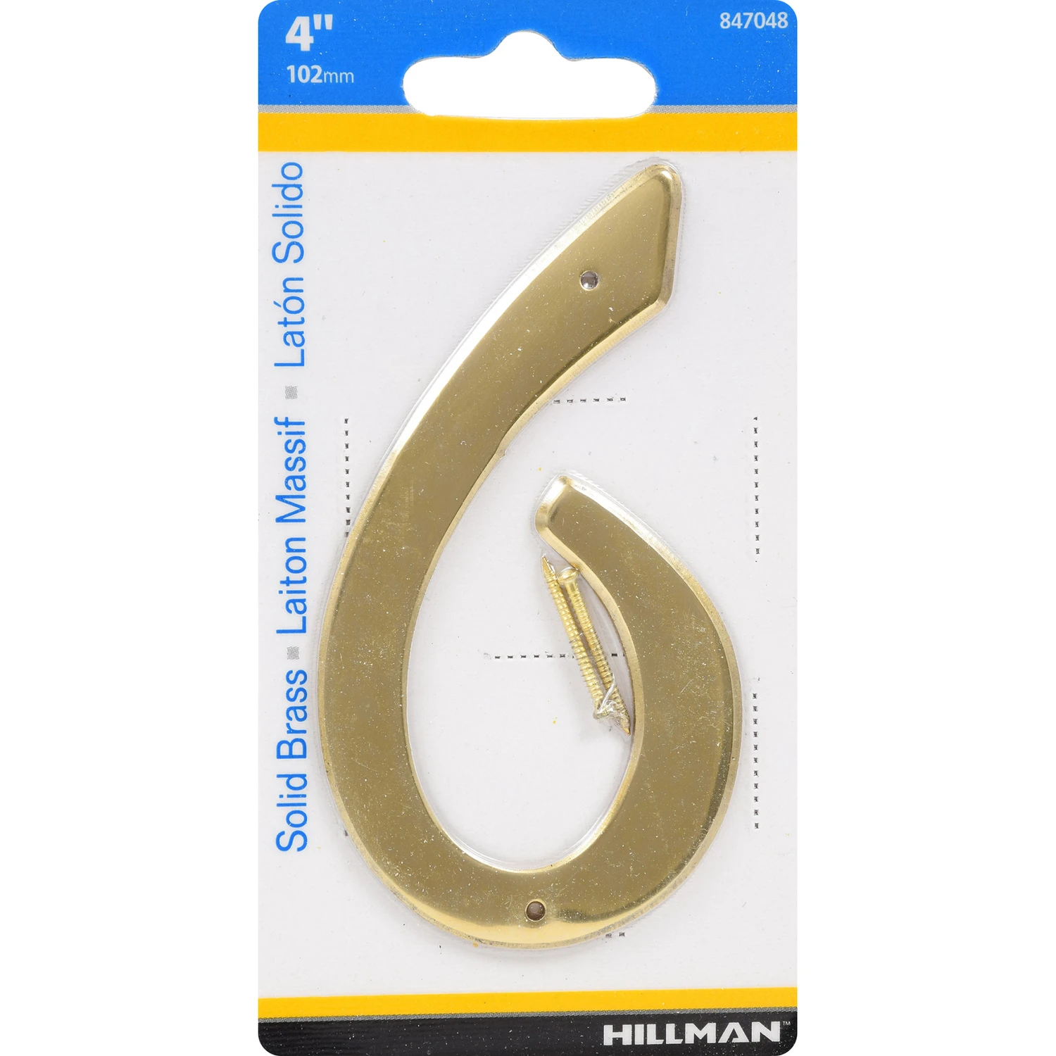 4 in. Solid Brass Number 6