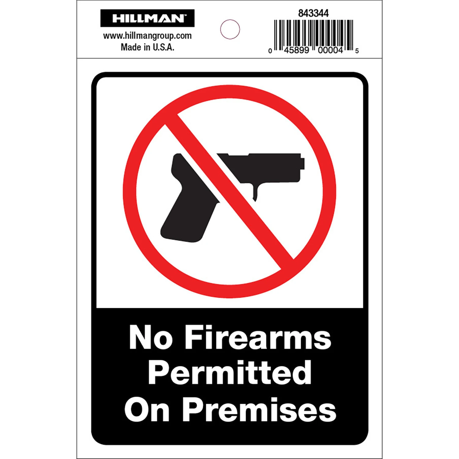 4 In. H X 6 In. W No Firearms Permitted Safety Sign