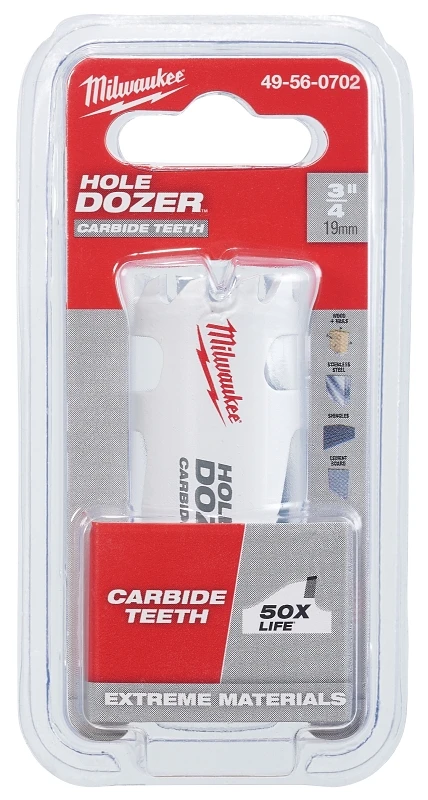 Hole Dozer 3/4 In. Carbide Teeth Hole Saw, 1.62 In. Cutting Depth, Model 49-56-0702