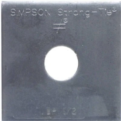 Bearing Plate, 3/16 In. Steel, 2 x 2 In., 1/2 In. Bolt Diameter