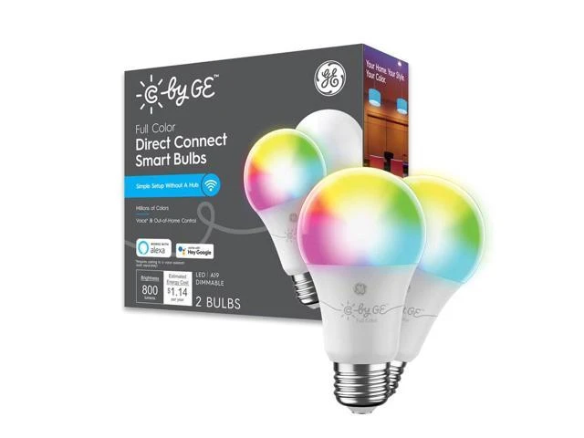Cync Smart LED Light Bulb, Dimmable, Millions of Colors, A19, 9.5 Watt, 2-Pk.