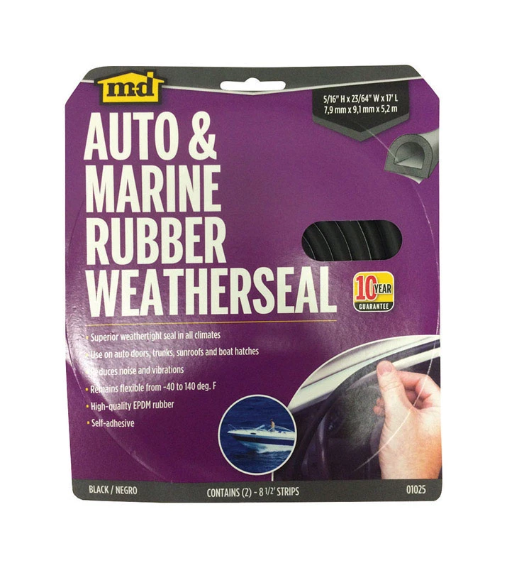 5/16" X 23/64" X 17' Auto & Marine Epdm Weatherstrip