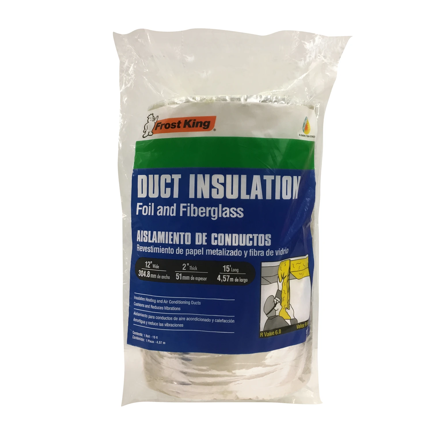 12 In. W X 15 Ft. L Foil And Fiberglass Duct Wrap Insulation