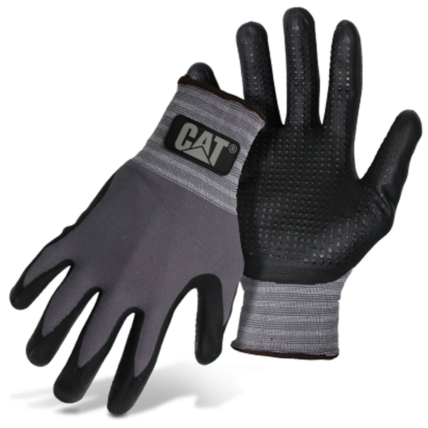 Men's Large Dotted & Dipped Nitrile Coated Work Gloves - Black & Gray