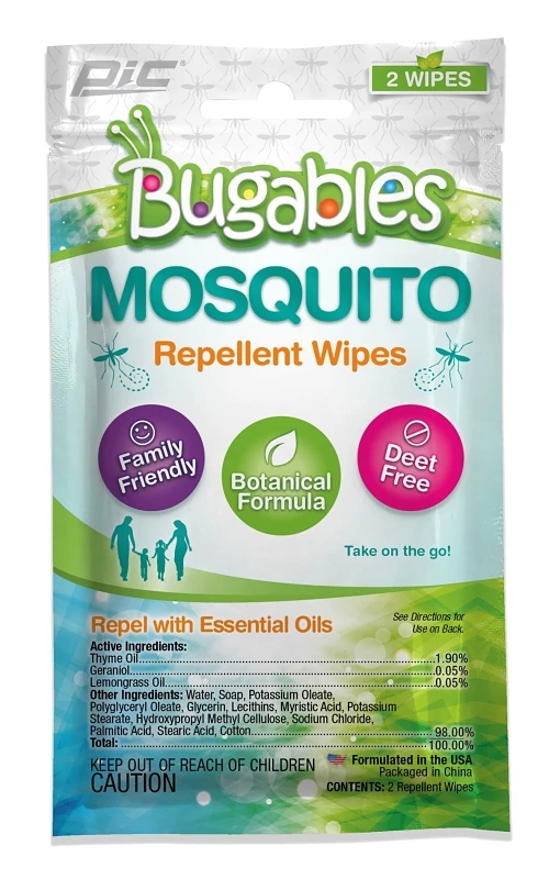 Bugables Mosquito Repellent Wipes, 2 Pk, Deet-free, Botanical Formula, Family-friendly