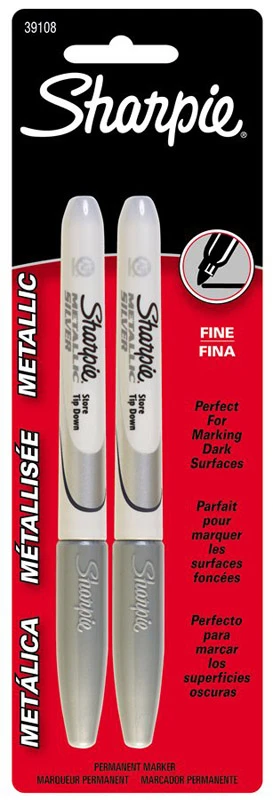Silver Metallic Fine-Point Permanent Markers, 2-Pk.