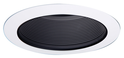 Baffle, Black Metal With White Trim, 6-In.