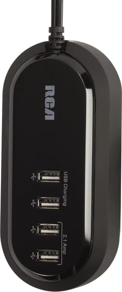Tusb4r 4-port Usb Tabletop Charger With Mounting Bracket - Black