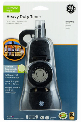 24-hour Outdoor Plug-in Mechanical Timer With 2 Grounded Outlets, Model 15138