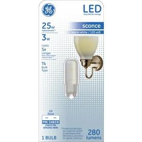 LED Light Bulb, T4, Warm White, Frosted, Non-Dimmable, 280 Lumens, 3 Watt