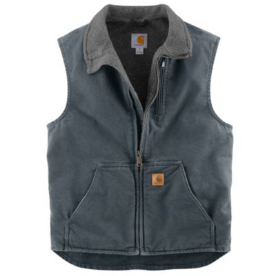 Men's Sandstone Mock Neck Vest - Sherpa Lined, Gravel, Large Regular