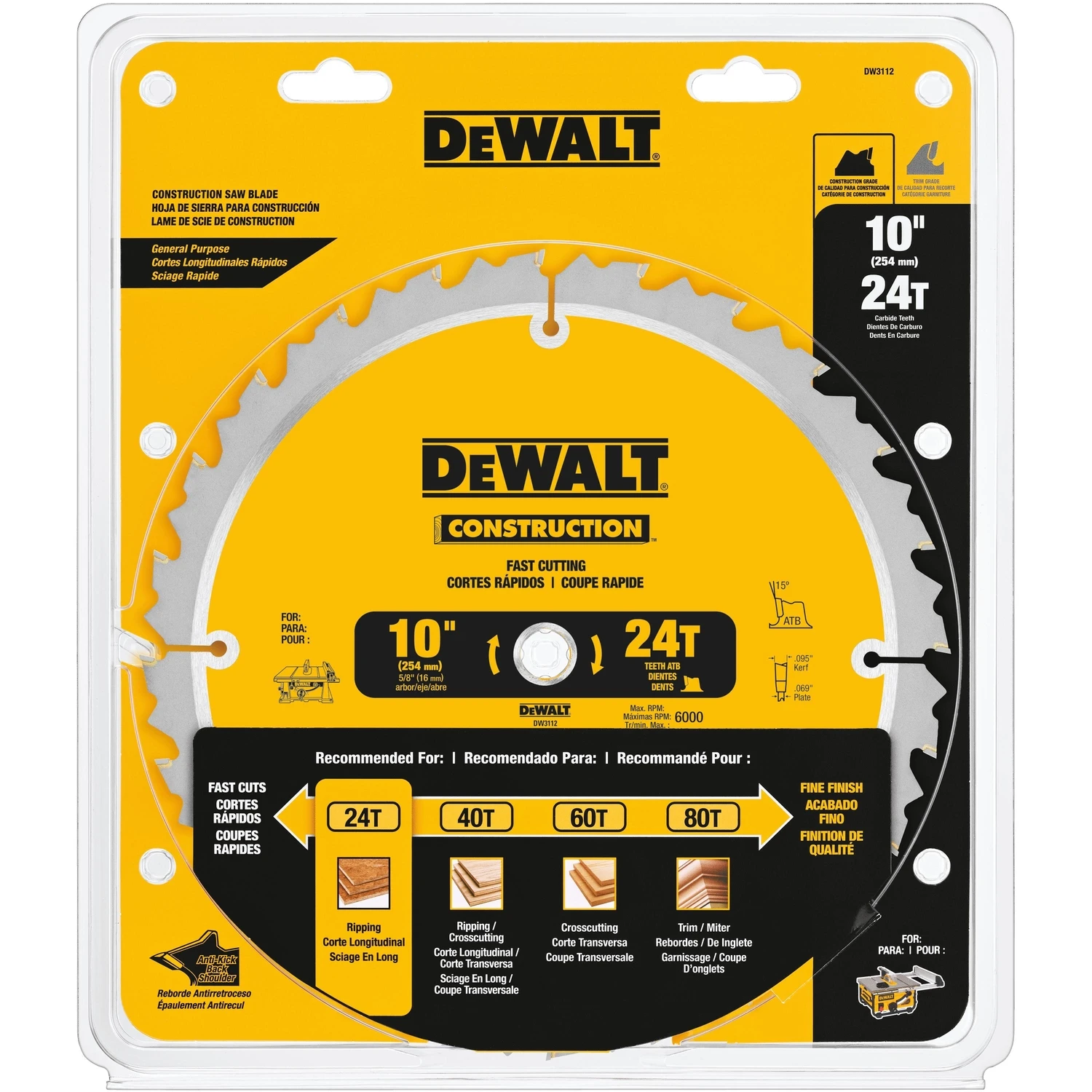 Table Saw Blade, 24-Tooth x 10 In.